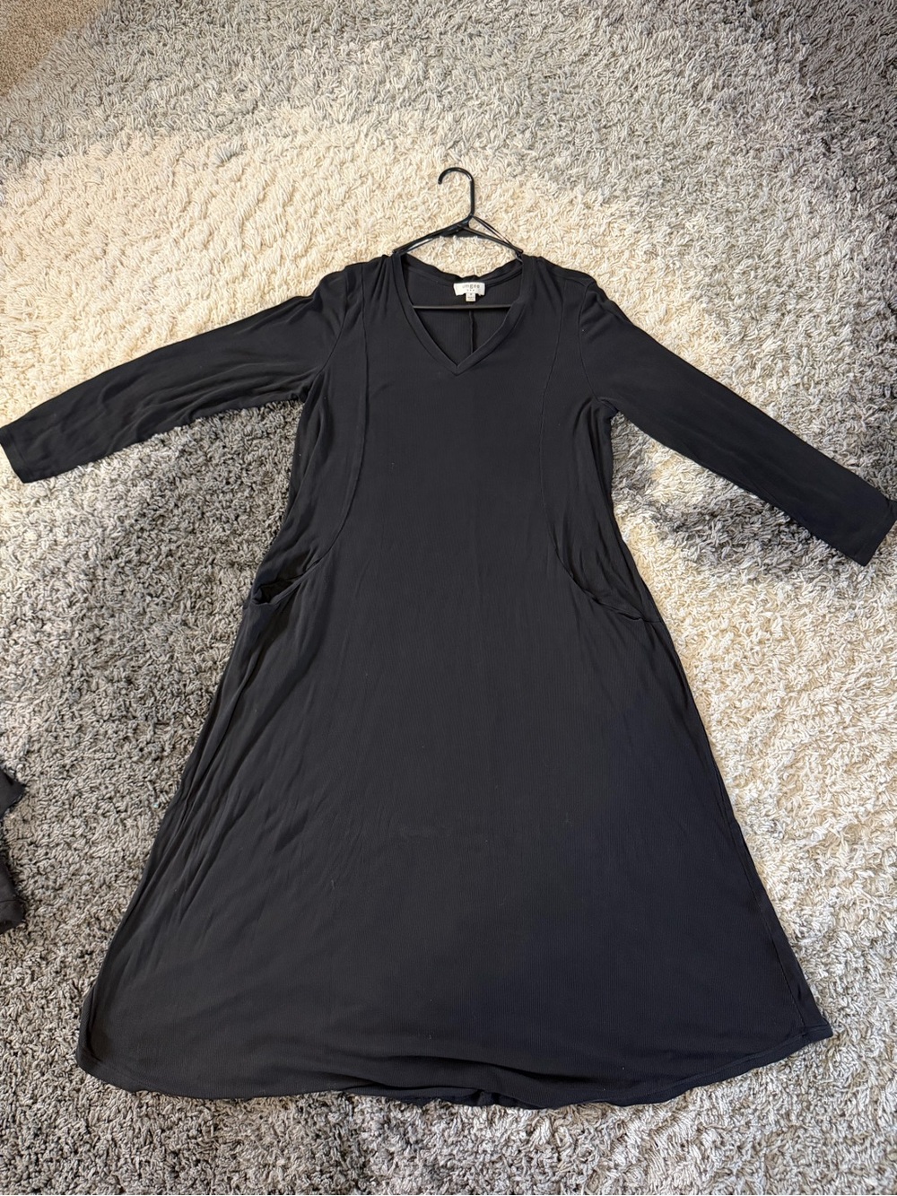 Umgee- Comfortable Black V-Neck Dress W/Pockets.